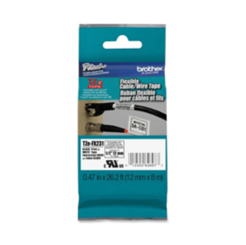 BROTHER TZEFX231 NASTRO PER STAMPANTE A TRASFERIMENTO TERMICO 12MM x 8MT COLORE BIANCO STAMPA NERO